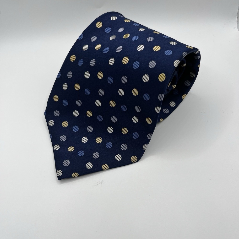 Salvatore Pellegrino Tie 100% Silk Hand Made Blue Geometric Circles